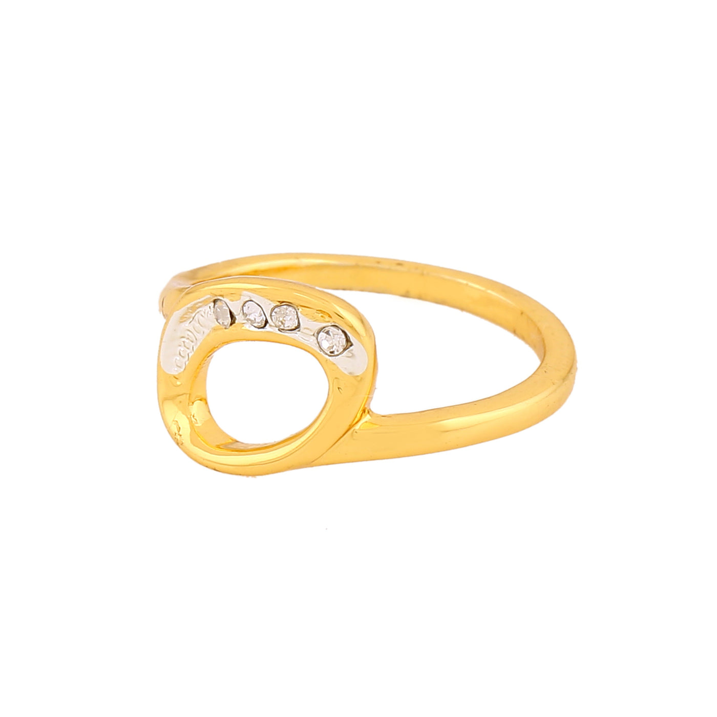 Estele Gold Plated Leaf Designer Finger Ring with Crystals for Women