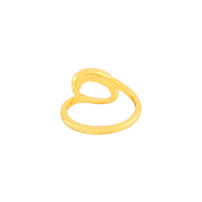 Estele Gold Plated Leaf Designer Finger Ring with Crystals for Women