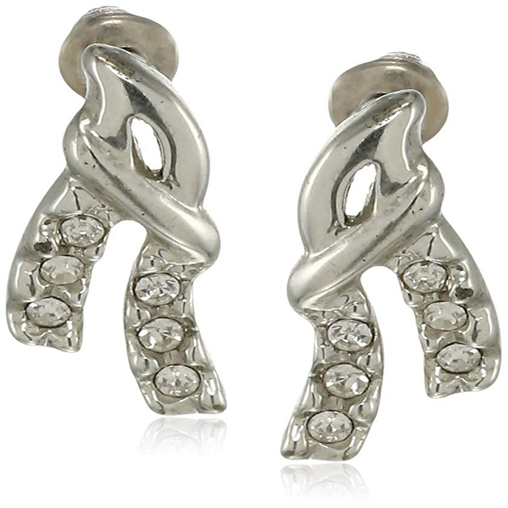 Estele Silver Plated Mistletoe Stud Earrings