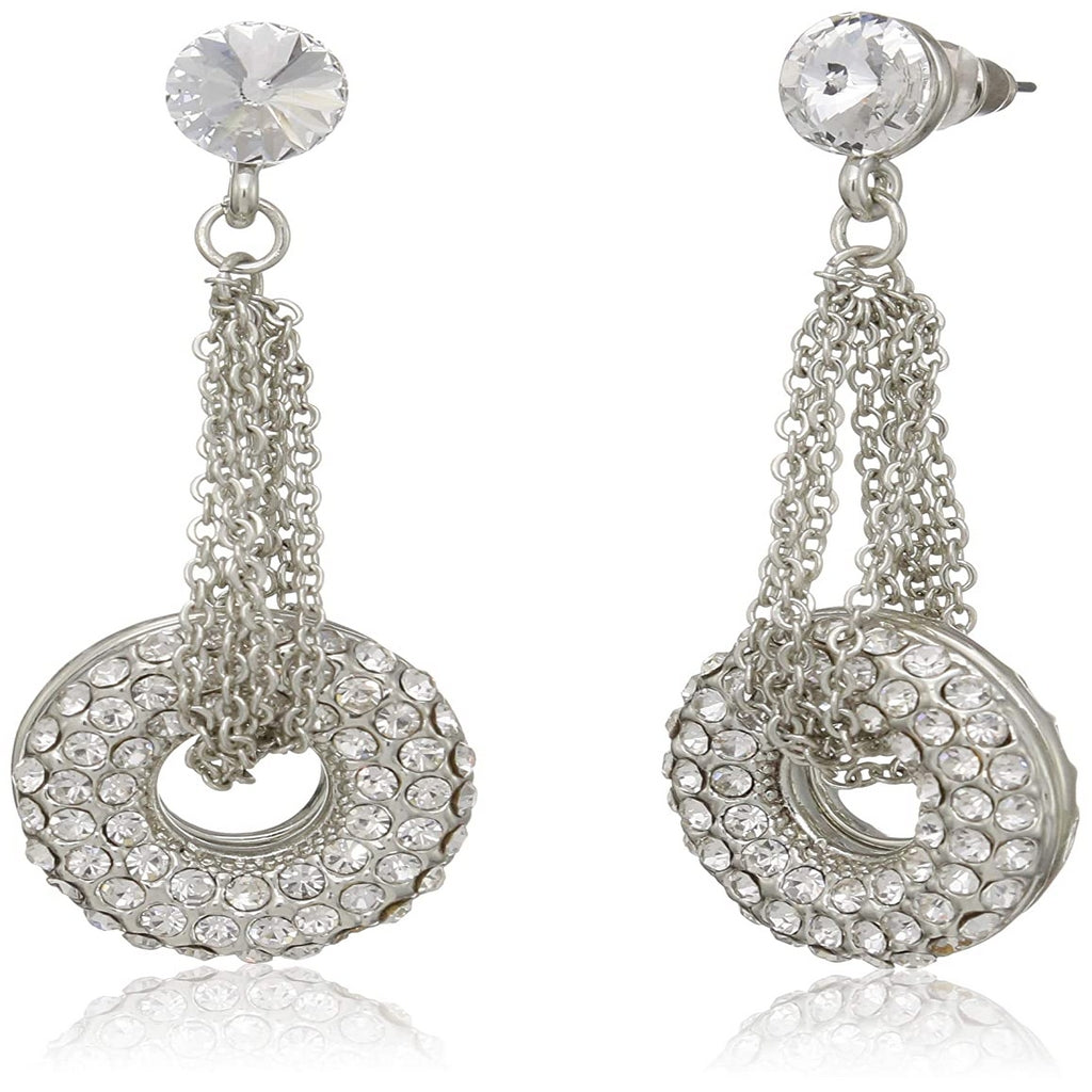 Estele 24 Kt Silver Plated Strung donut Dangle Earrings for women
