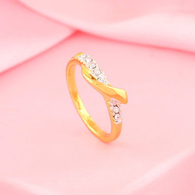 Estele Gold Plated Alluring Finger Ring with Crystals for Women