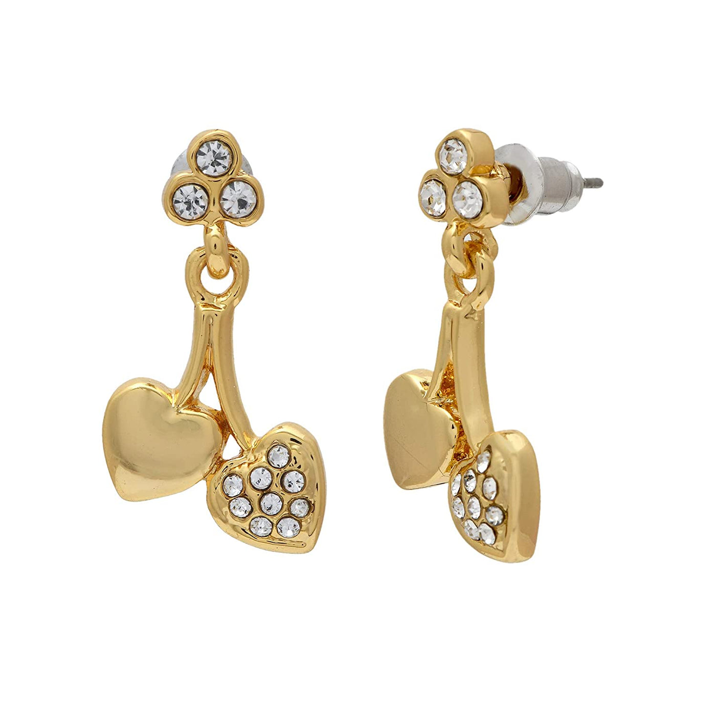 Estele Gold Plated Cherry Hearts Drop Earrings for women