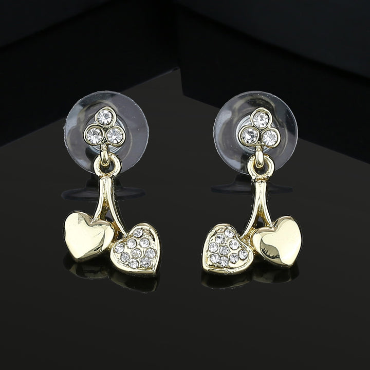 Estele Gold Plated Cherry Hearts Drop Earrings for women