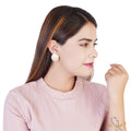 Estele Non-Precious Metal Gold Tone Beige Round ripple Stud Earrings for women