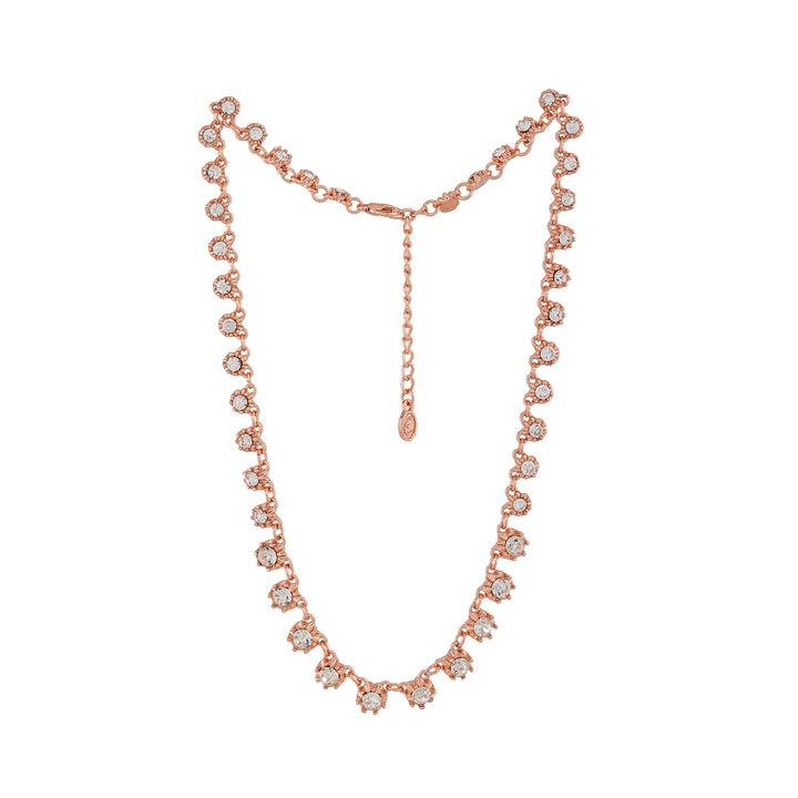 Estele Rose Gold Plated Sparkling Necklace Set with Crystals for Women