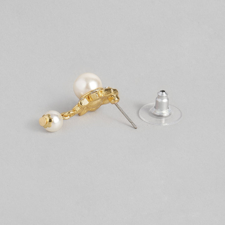 Estele Gold Plated Trendy and Fancy Flower Pearl with Austrian Crystal Pendant Set for Women / Girls