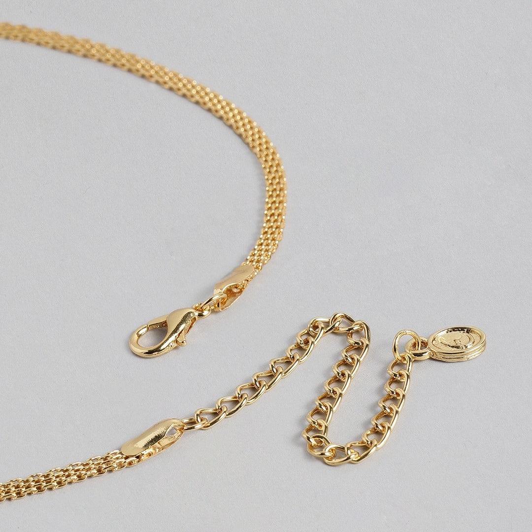 Estele - 24 Kt Gold Plated CZ Flower Shaped Necklace Set for Women