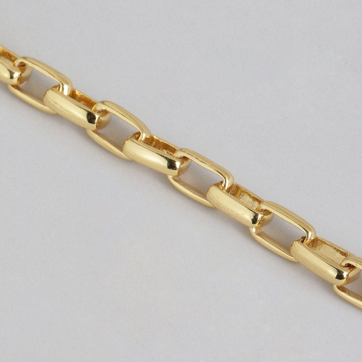 Estele Gold Plated Trendy Rectangle Link Bracelet for Women