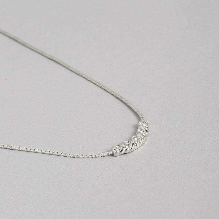 Estele Rhodium Plated chain with attached gold designer pendant for women