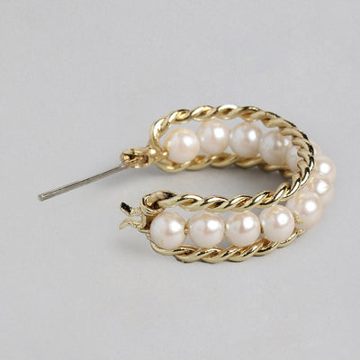 Gift - Pompous Gold Plated Design Pearls Dangle Drop Earrings