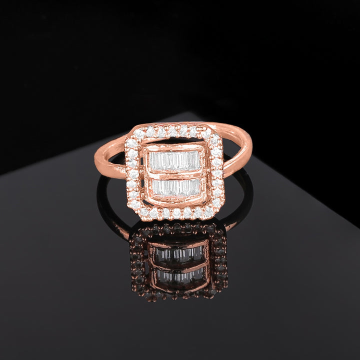 Estele Rose Gold Plated CZ Adjustable Sparkling Ring for Women