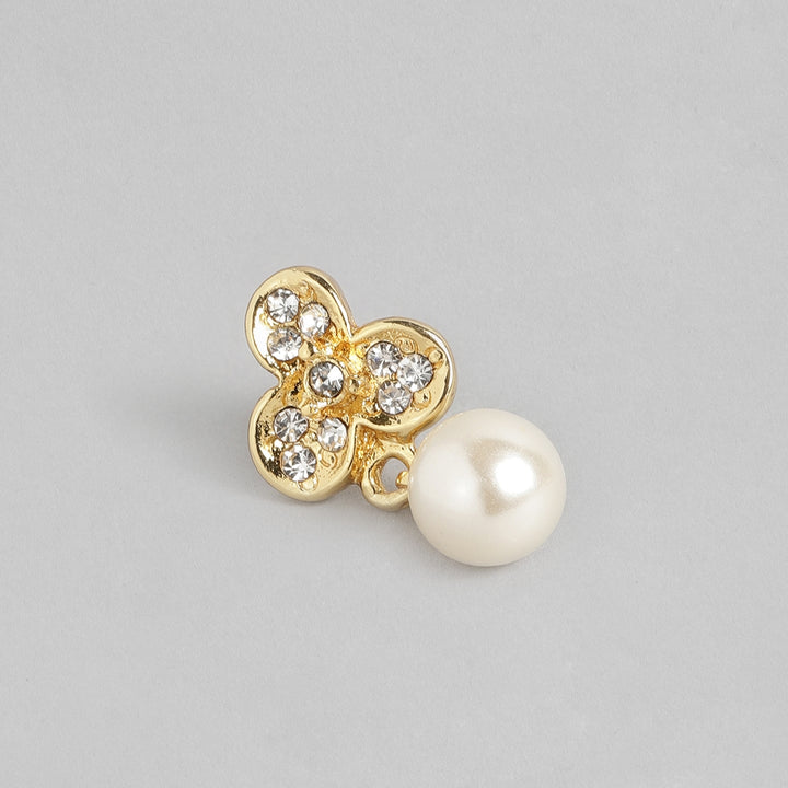 Estele 24 KT Gold Plated Pendant Set with Austrian Crystals and Pearl Drop for Women / Girls