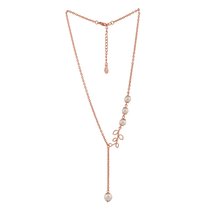 Estele Rose Gold Plated Beautiful Necklace Set with Pearls for Women