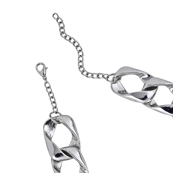 Estele Rhodium Plated Stunning Designer Cuban Necklace for Women