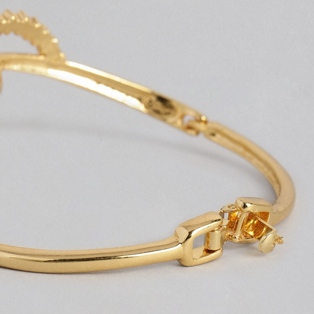Estele   Gold Plated Pearl Wheel Cuff Bracelet for women