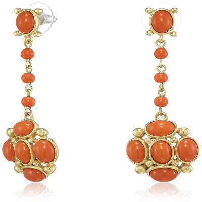 Estele  Gold Plated Orange beaded Dangle Earrings for women