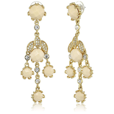 Estele Gold Plated White moon Dangle Earrings for women
