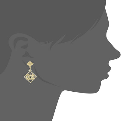 Estele  Gold Plated Wheel in diamond Dangle Earrings for women
