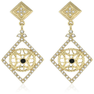 Estele  Gold Plated Wheel in diamond Dangle Earrings for women