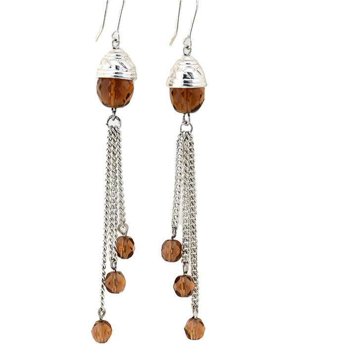 Estele Gold Plated Red Austrian Crystal Dangle Earrings for women