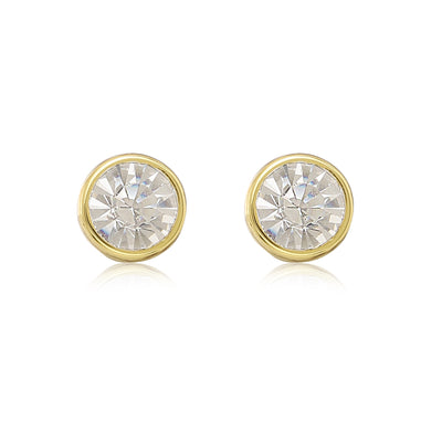 Estele 24Kt Gold Plated Round Ear Studs AD Stone Dialy Wear Stud Earrings