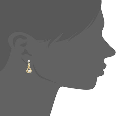 Estele Gold Plated Pearl coccoon Dangle Earrings for women