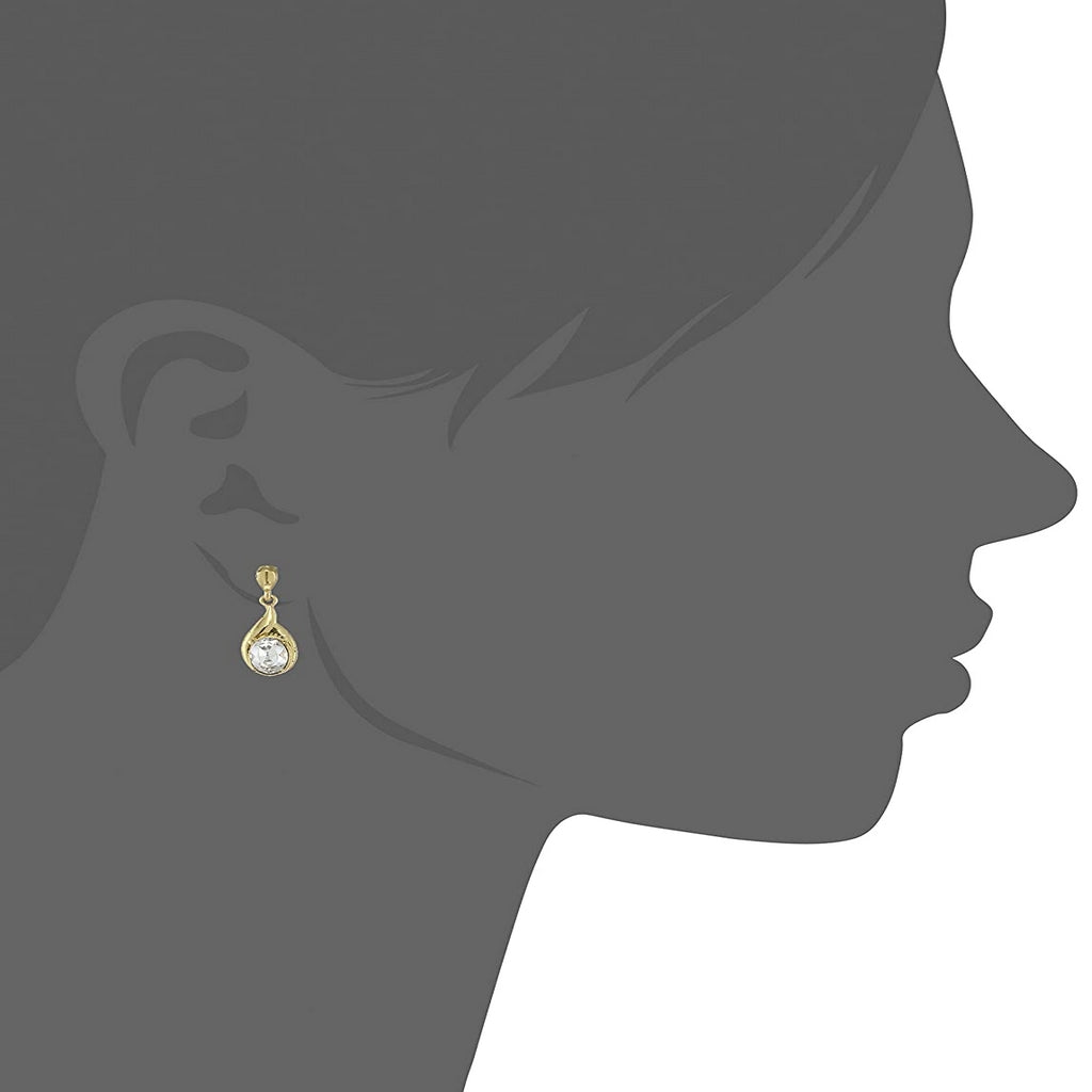 Estele  Gold Plated Blue Fedora Drop Earrings for women