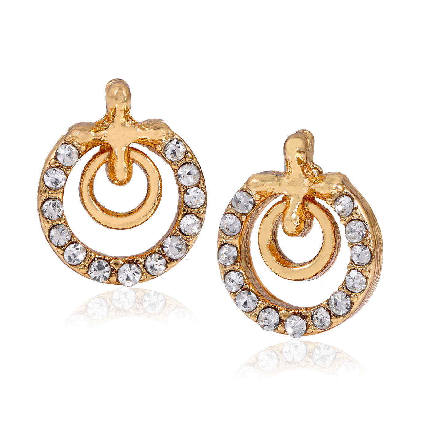 Crystal Gold Plated Queen Stud Earrings