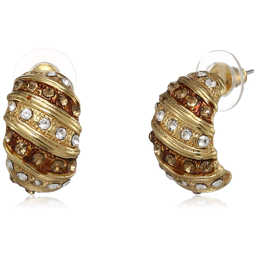 Estele Gold Plated Ribbed Pebble Stud Earrings for women