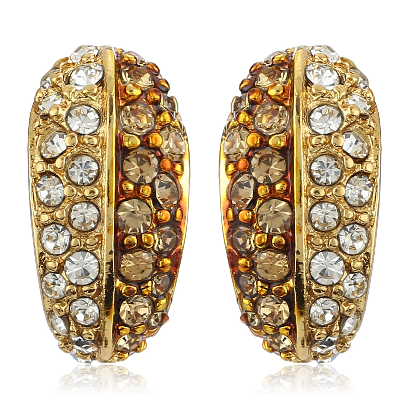 Gold Plated White Austrian Crystal Stone Stud Earrings