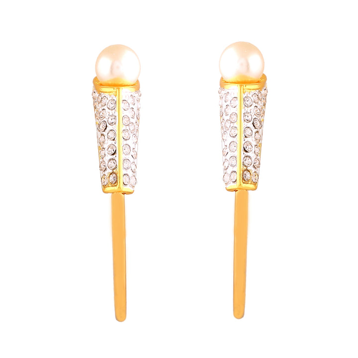 Estele Gold & Rhodium Plated Circular Hoop Earrings with Pearl & Crystals for Girls & Women