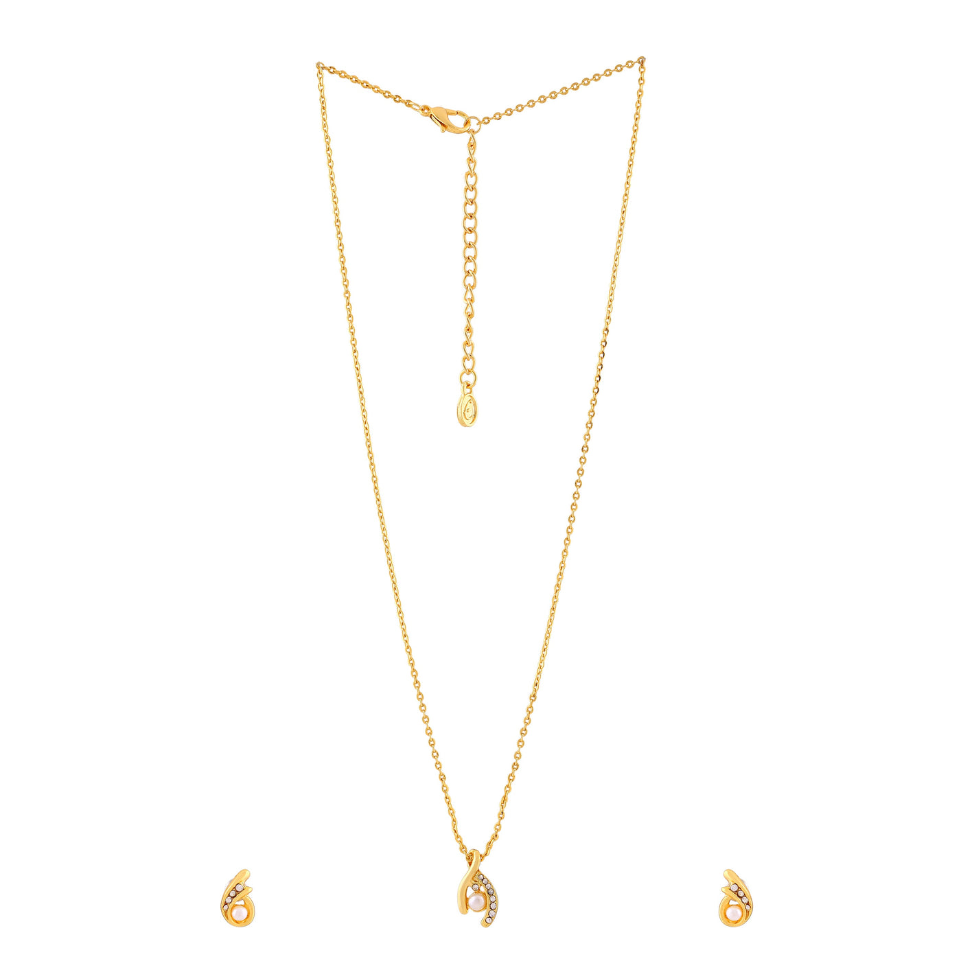 Estele Gold Plated Sparkling Necklace Set with Crystals for Women