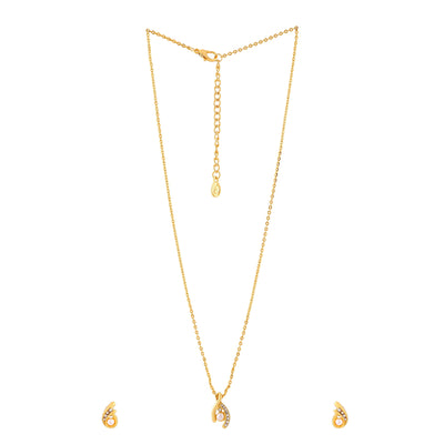 Estele Gold Plated Sparkling Necklace Set with Crystals for Women