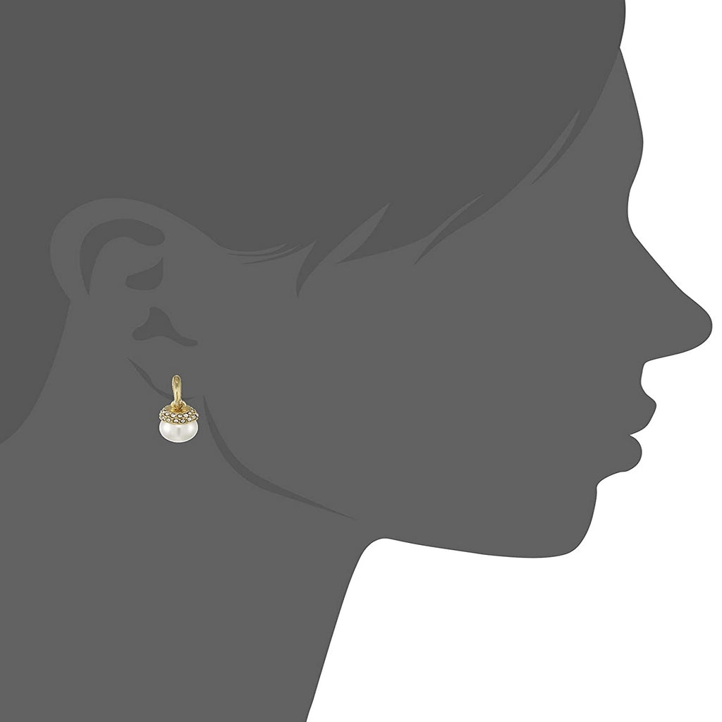 Estele Gold Plated Hanging Pearl  Drop Earrings for women