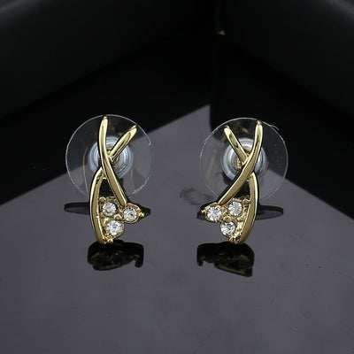 Estele 24 Kt Gold Plated Glam Diamond Stud Earrings for women