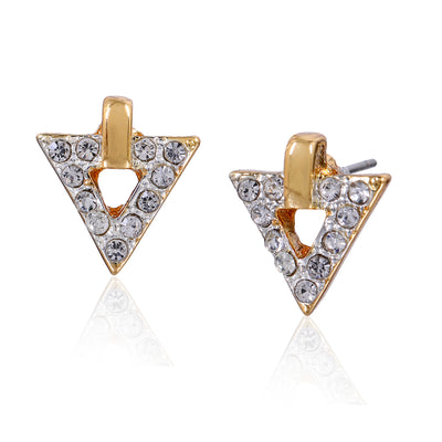 Crystal Triangle Studs Gold Plated Summer Style Earrings