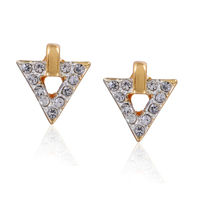 Crystal Triangle Studs Gold Plated Summer Style Earrings