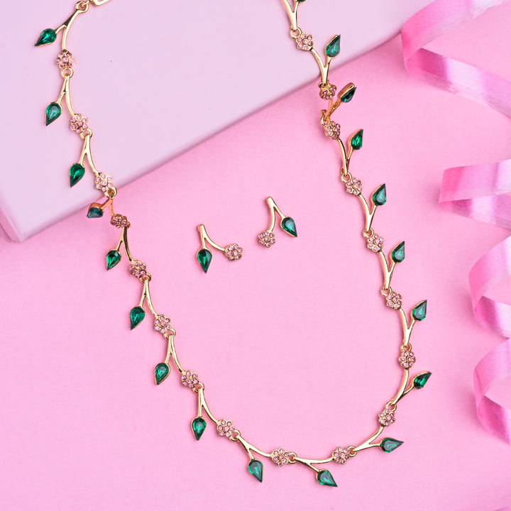 Estele Gold Plated Exquisite Crystal Necklace Set for Women