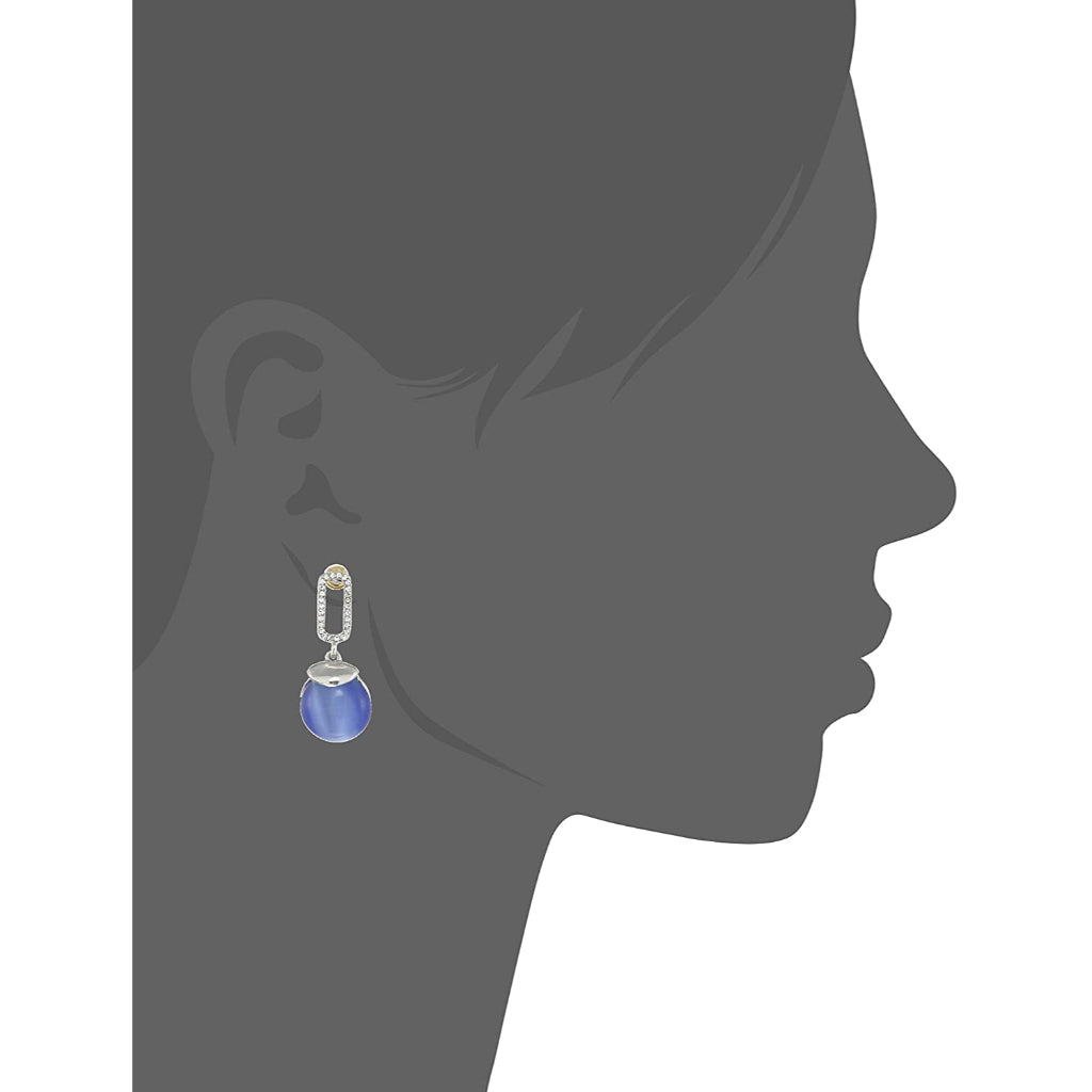 Estele Rose Gold Plated Blue monalisa studded Drop Earrings for women