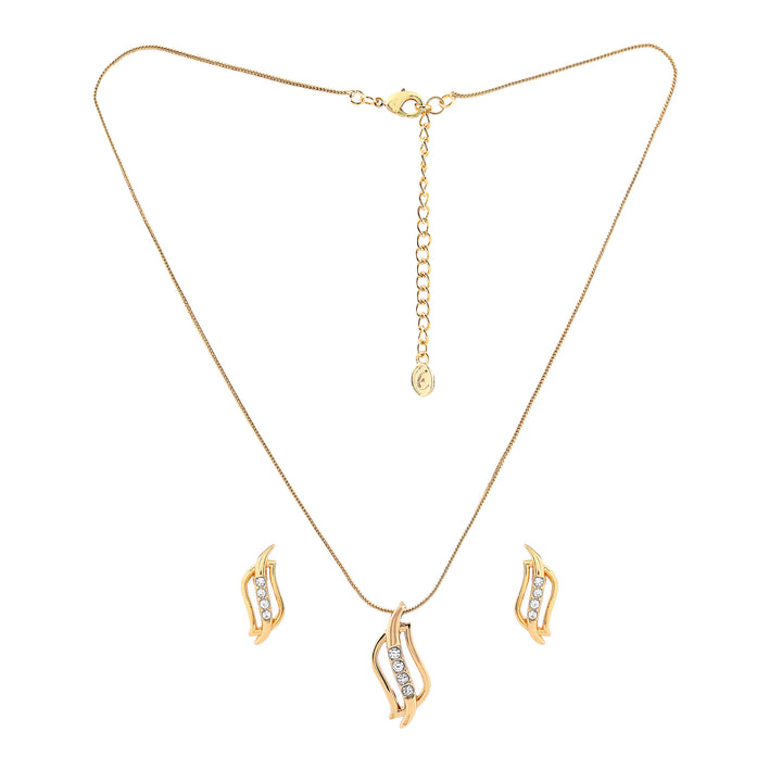 Estele 24kt Gold tone plated Pendant Chain With Earrings