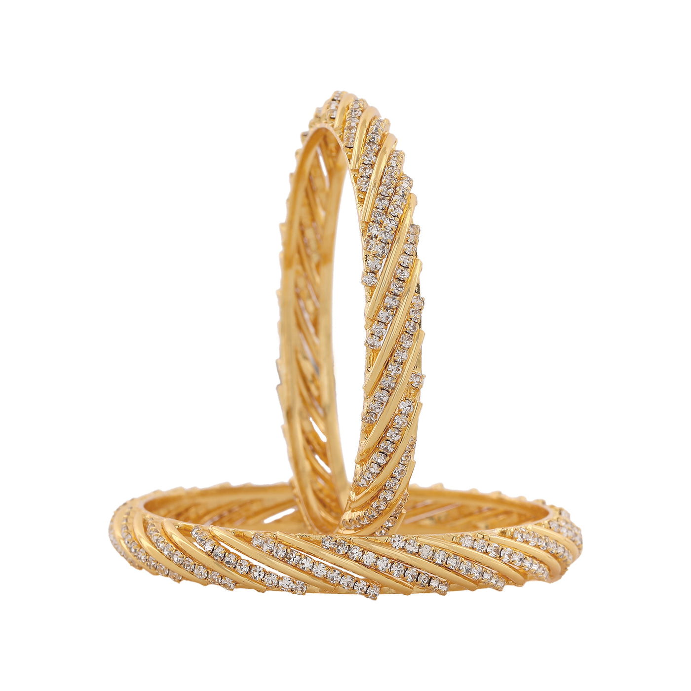 Estele Gold Plated Stylish Chunky Designer Bangle with Sparkling crystals for Women