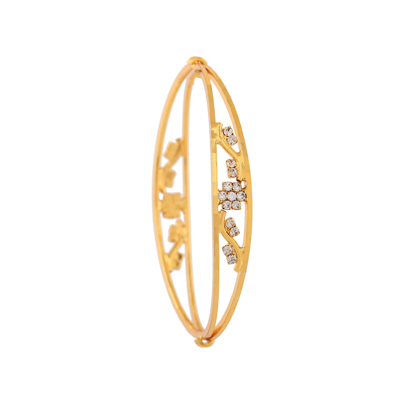 Estele Gold Plated Blooming Designer Bangle with Crystals for Women