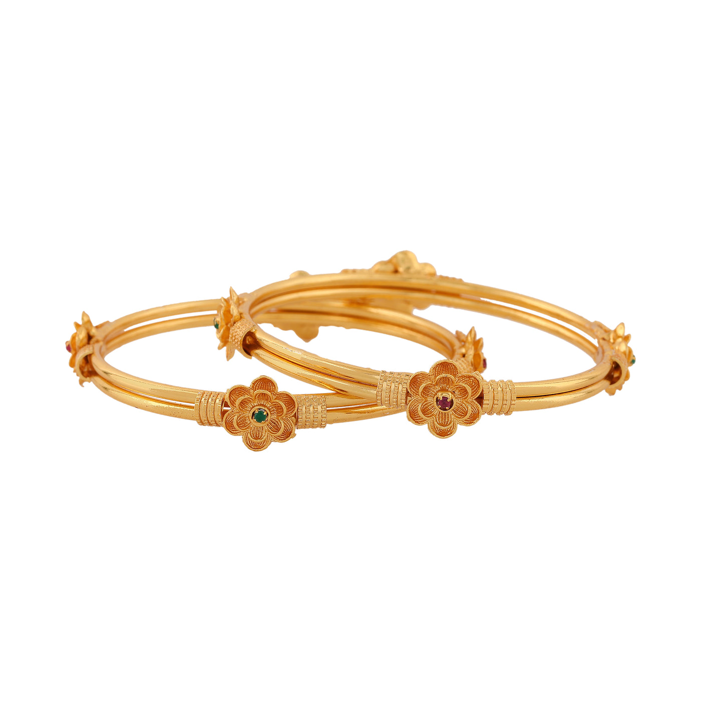 Estele Gold Plated Floral Pattern Designer Bangles for Women