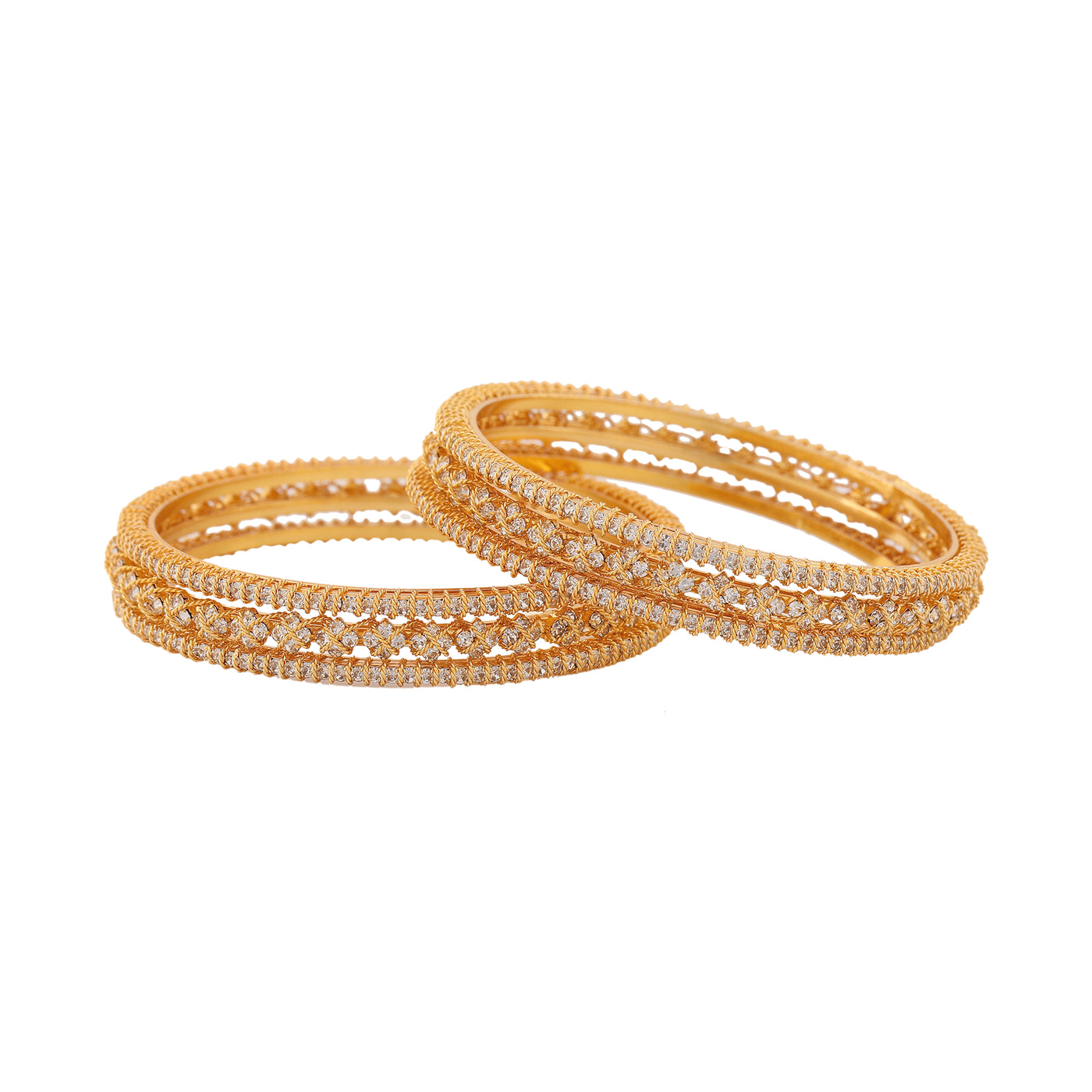 Estele Gold Plated Fascinating Designer Bangles with Crystals for Women
