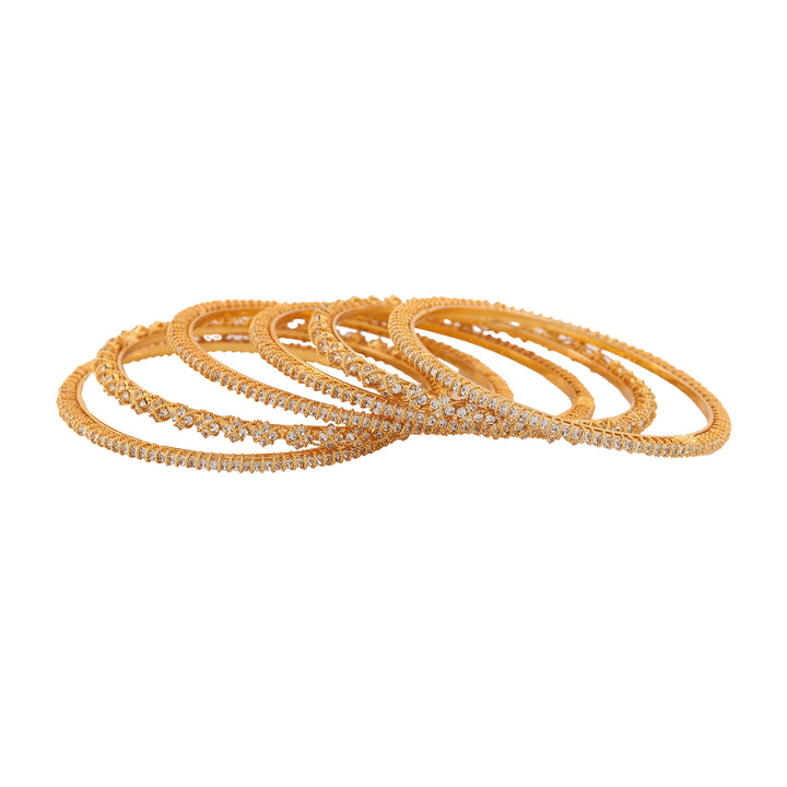 Estele Gold Plated Fascinating Designer Bangles with Crystals for Women