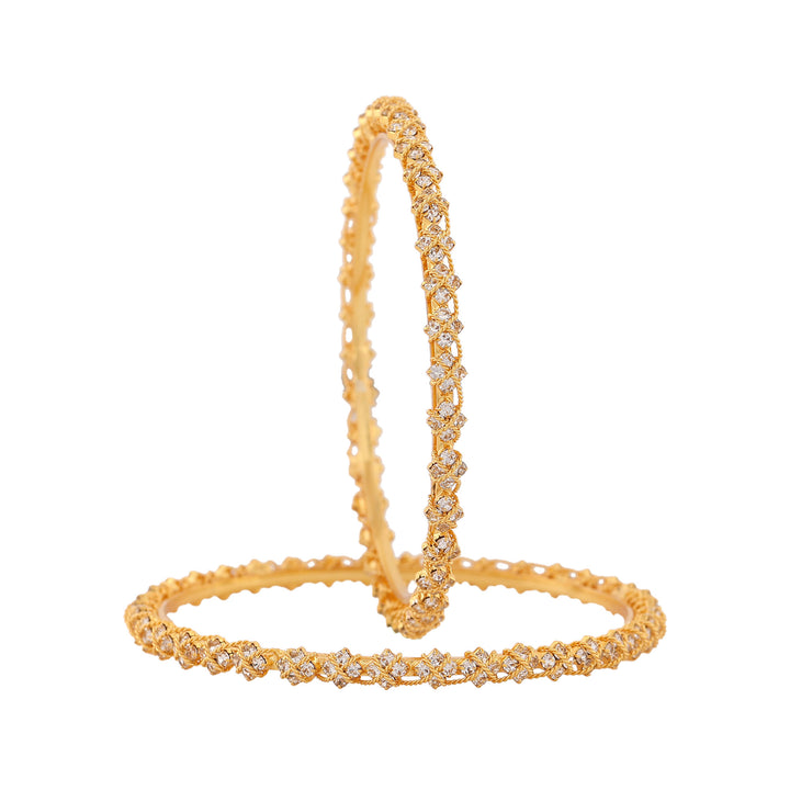 Estele Gold Plated Fascinating Designer Bangles with Crystals for Women
