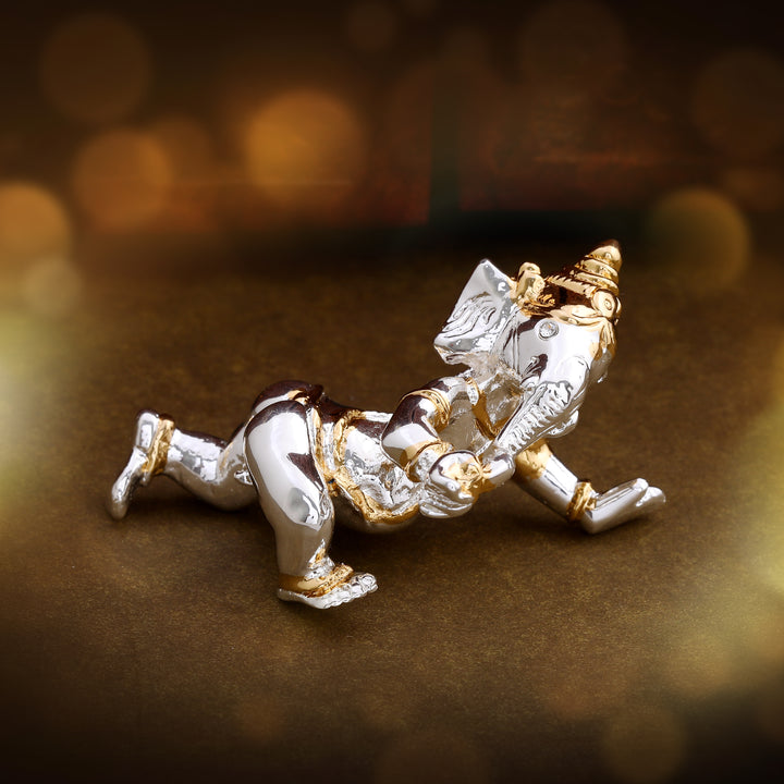 Estele Gold & Rhodium Plated Bal Ganesha Idol (2TN)