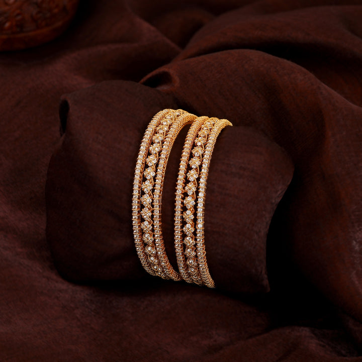 Estele Gold Plated Fascinating Designer Bangles with Crystals for Women