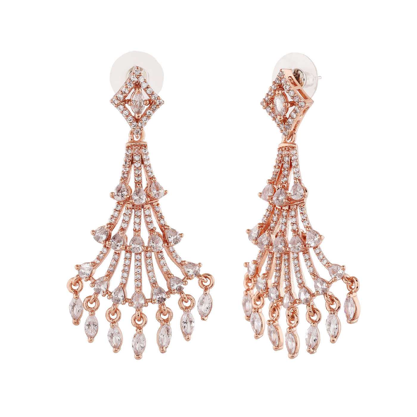 Estele Rose Gold Plated CZ Shimmering Earrings for Women