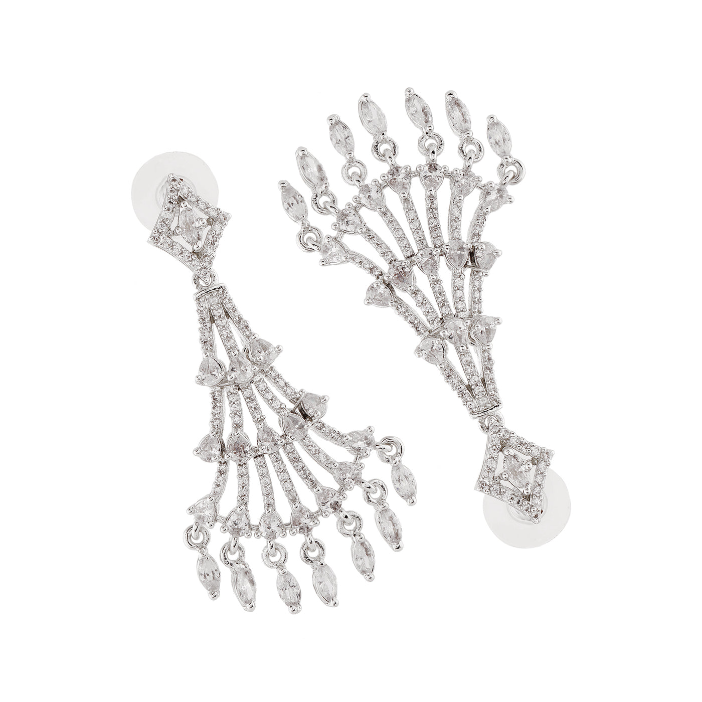 Estele Rhodium Plated CZ Dazzling Earrings for Women